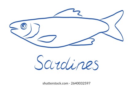 Hand drawn illustration of sardines showcasing their distinct features and anatomy