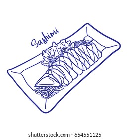 Hand drawn illustration of Sashimi.