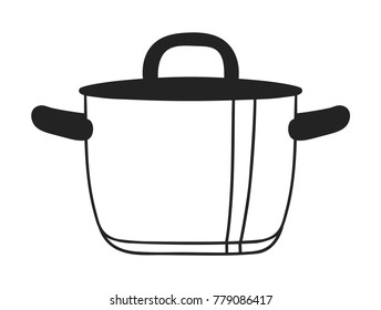 Hand drawn illustration saucepan. Creative ink art work. Actual vector isolated drawing