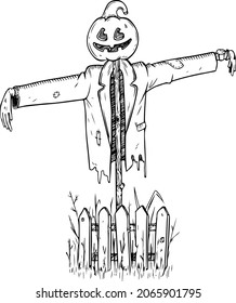 502 Halloween scarecrow line art Images, Stock Photos & Vectors ...