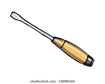 Hand drawn illustration of a screwdriver on white