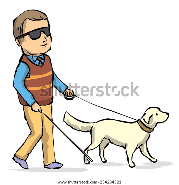 Hand Drawn Illustration Seeing Eye Dog Stock Vector (Royalty Free ...