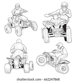 Hand Drawn Illustration Set of ATV