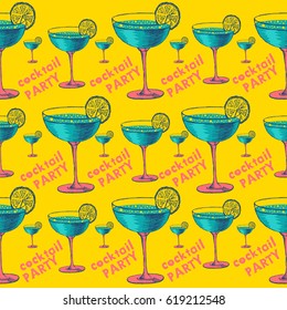 Hand drawn illustration of set of cocktails