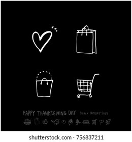 Hand drawn illustration set / Happy Thanksgiving Day - vector