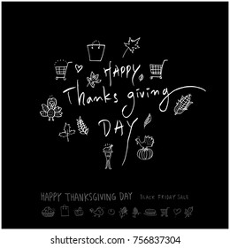 Hand drawn illustration set / Happy Thanksgiving Day - vector