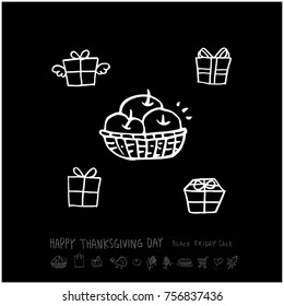 Hand drawn illustration set / Happy Thanksgiving Day - vector