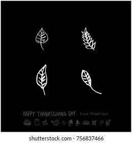 Hand drawn illustration set / Happy Thanksgiving Day - vector