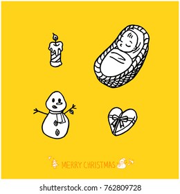 Hand drawn illustration set / Happy Holiday - vector