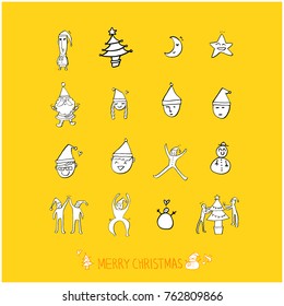 Hand drawn illustration set / Happy Holiday - vector