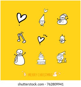 Hand drawn illustration set / Happy Holiday - vector