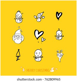 Hand drawn illustration set / Happy Holiday - vector