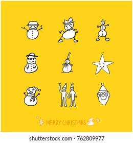 Hand drawn illustration set / Happy Holiday - vector