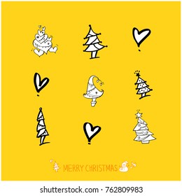 Hand drawn illustration set / Happy Holiday - vector