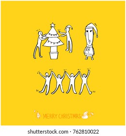 Hand drawn illustration set / Happy Holiday - vector