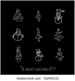 Hand drawn illustration set / Happy Holiday - vector