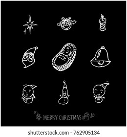 Hand drawn illustration set / Happy Holiday - vector