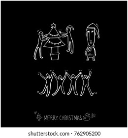 Hand drawn illustration set / Happy Holiday - vector