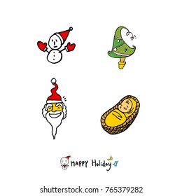 Hand drawn illustration set / Happy Holiday - vector