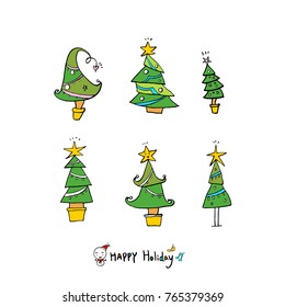 Hand drawn illustration set / Happy Holiday - vector