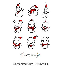 Hand drawn illustration set / Happy Holiday - vector