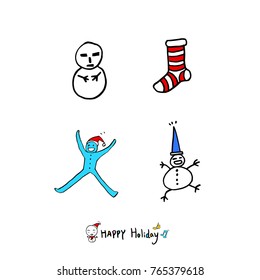 Hand drawn illustration set / Happy Holiday - vector