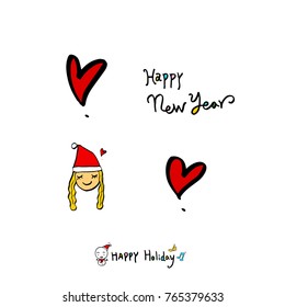 Hand drawn illustration set / Happy Holiday - vector