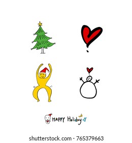 Hand drawn illustration set / Happy Holiday - vector