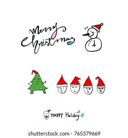 Hand drawn illustration set / Happy Holiday - vector