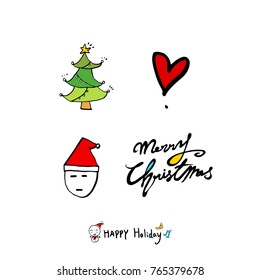 Hand drawn illustration set / Happy Holiday - vector