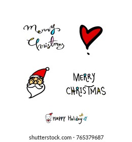 Hand drawn illustration set / Happy Holiday - vector