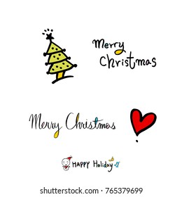 Hand drawn illustration set / Happy Holiday - vector