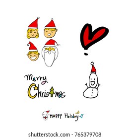 Hand drawn illustration set / Happy Holiday - vector