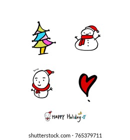 Hand drawn illustration set / Happy Holiday - vector