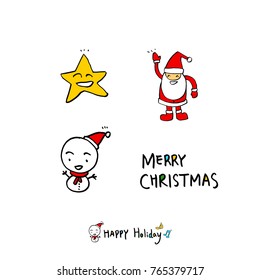 Hand drawn illustration set / Happy Holiday - vector