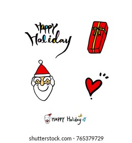 Hand drawn illustration set / Happy Holiday - vector