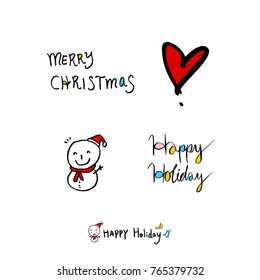 Hand drawn illustration set / Happy Holiday - vector