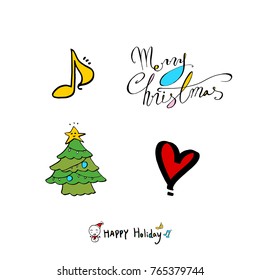 Hand drawn illustration set / Happy Holiday - vector