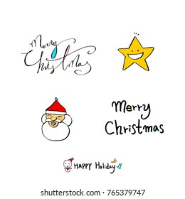 Hand drawn illustration set / Happy Holiday - vector