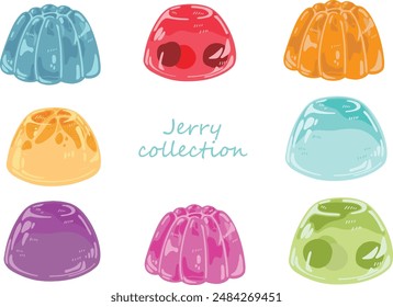 Hand drawn illustration set of jelly with various flavors