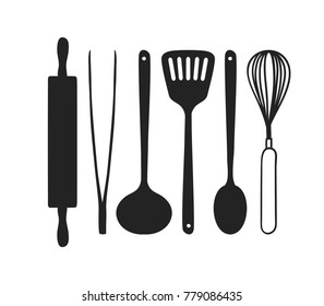 Hand drawn illustration set of kitchen tools. Creative ink art work. Actual vector isolated drawing