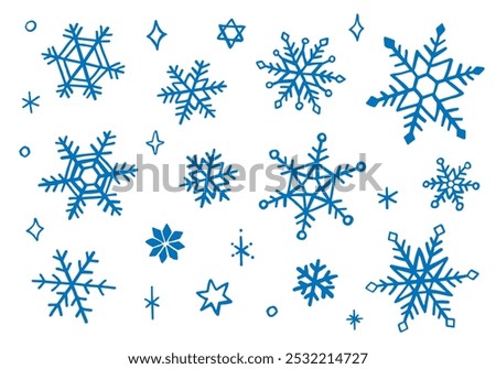 Hand drawn illustration set of snowflakes