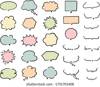 hand drawn illustration set of speech bubbles.