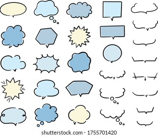 hand drawn illustration set of speech bubbles.