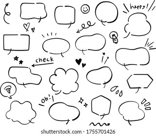 hand drawn illustration set of speech bubbles.