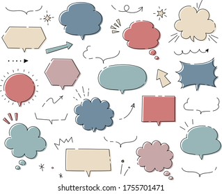 hand drawn illustration set of speech bubbles.