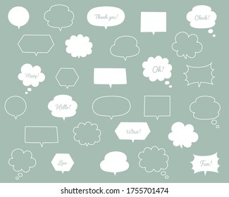 hand drawn illustration set of speech bubbles.