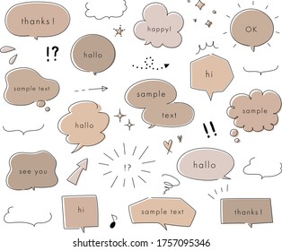 hand drawn illustration set of speech bubbles.