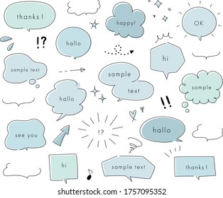 hand drawn illustration set of speech bubbles.