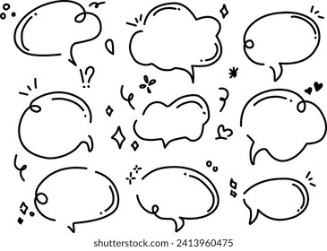 hand drawn illustration set of speech bubbles.